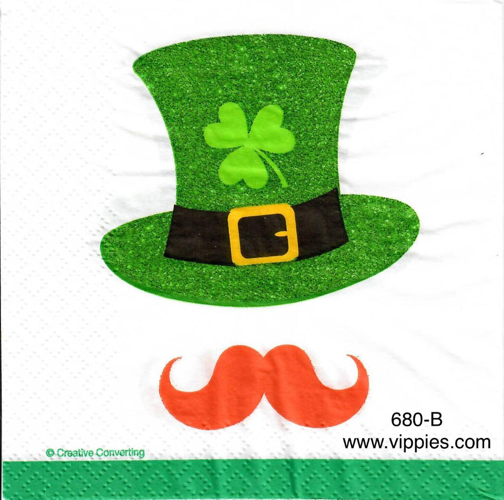 SPD-680 St. Pat Hat and Mustache Napkin for Decoupage