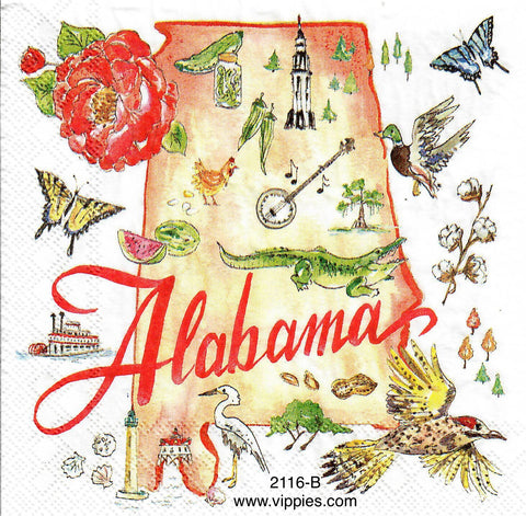 ST-2116-B State of Alabama Napkin for Decoupage