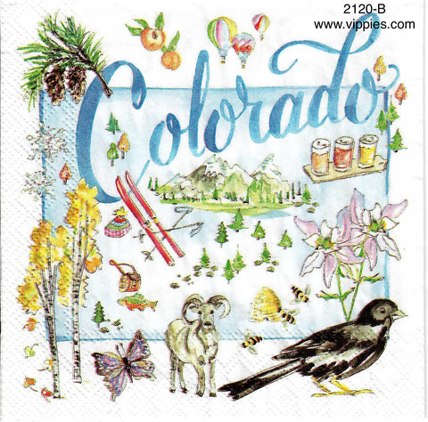ST-2120-B State of Colorado Napkin for Decoupage
