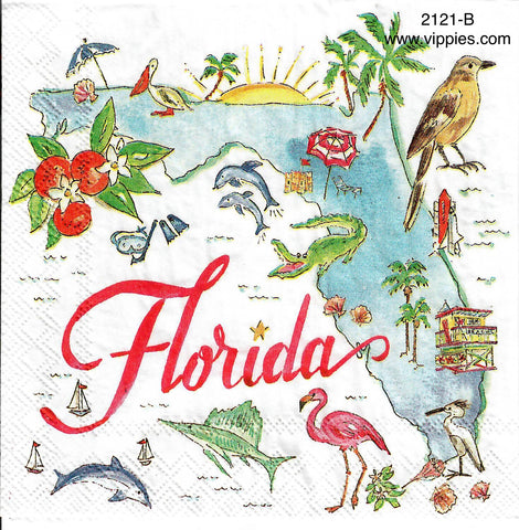ST-2121-B State of Florida Napkin for Decoupage