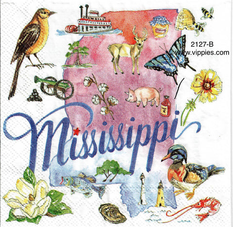 ST-2127-B State of Mississippi Napkin for Decoupage