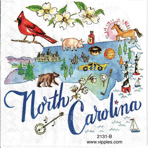 ST-2131-B State of North Carolina Napkin for Decoupage