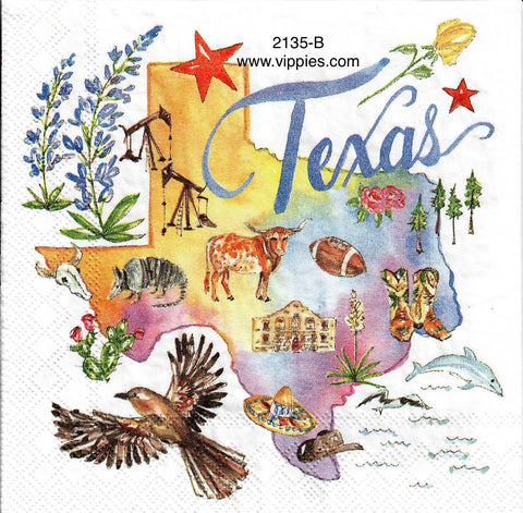ST-2135-B State of Texas Napkin for Decoupage