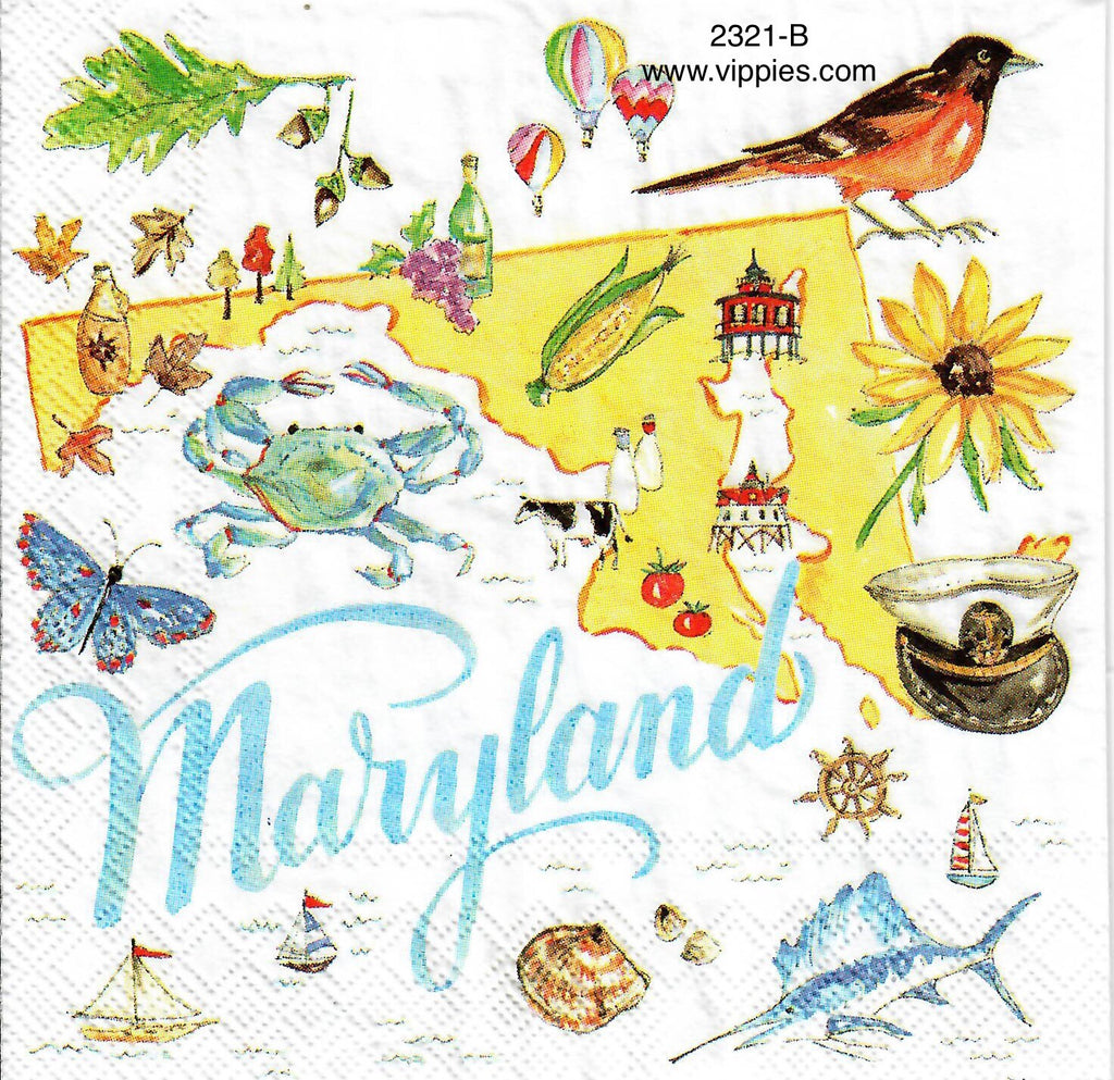 ST-2321-B State of Maryland Napkin for Decoupage