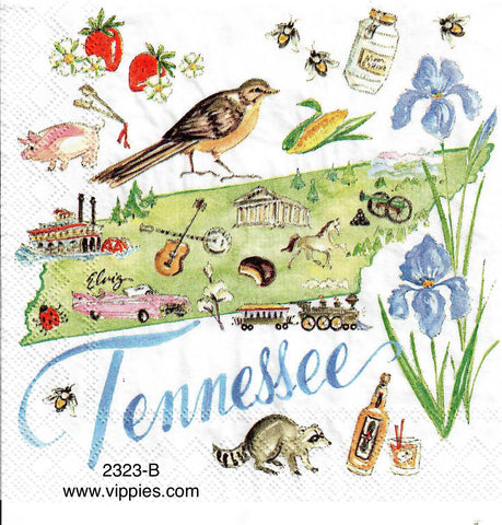ST-2323-B State of Tennessee Napkin for Decoupage