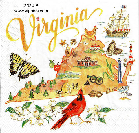 ST-2324-B State of Virginia Napkin for Decoupage