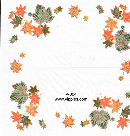 VNT-004-V Autumn Leaves Border Vintage Napkin